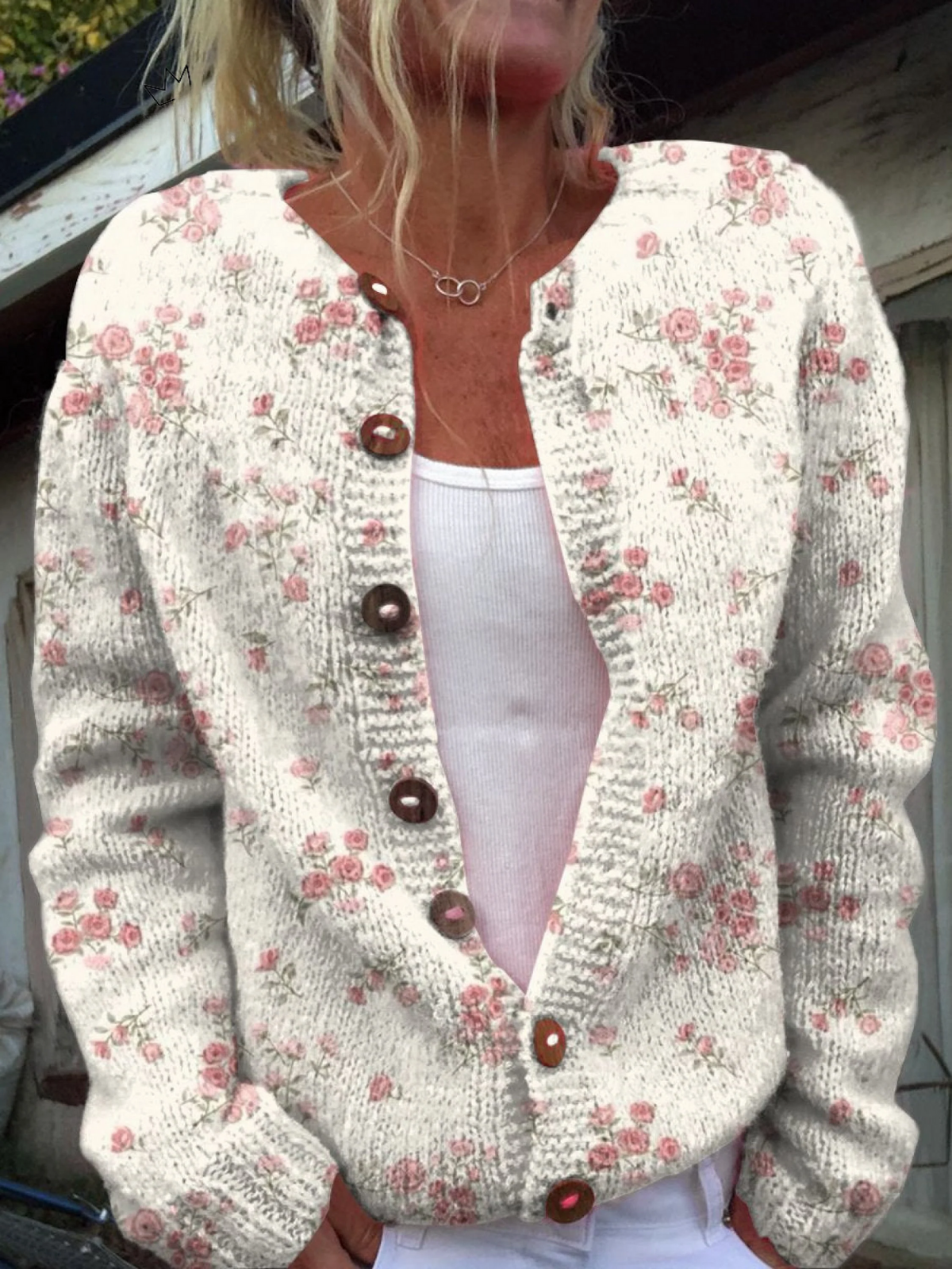 Ευαγγελία | Vintage Floral Cardigan Sweater