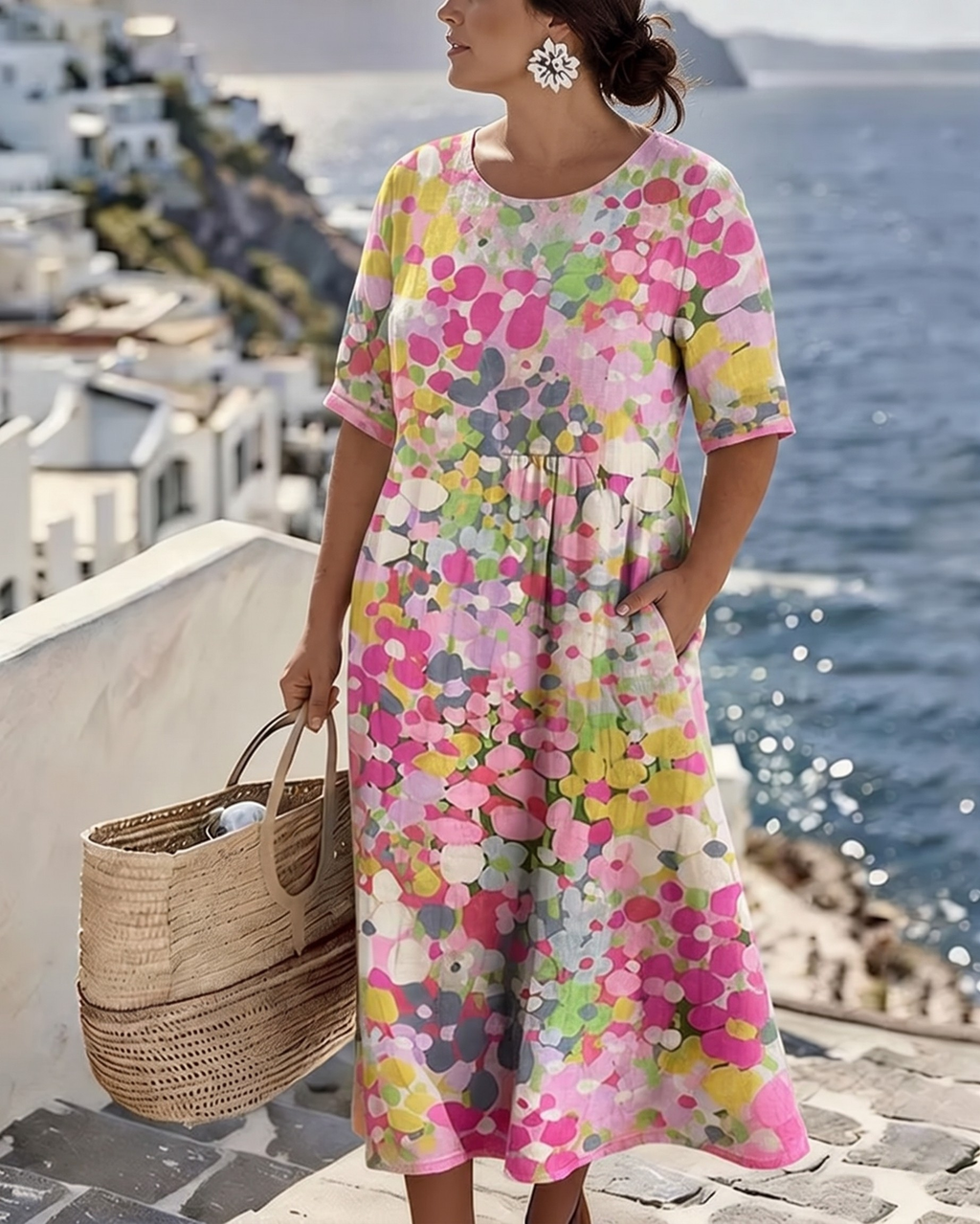 Μαρία | ΕElegant Κουμπωτή καλοκαιρινή μίντι φόρεμα