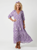 Αθηνά | Printed Tassel Tie Midi Dress