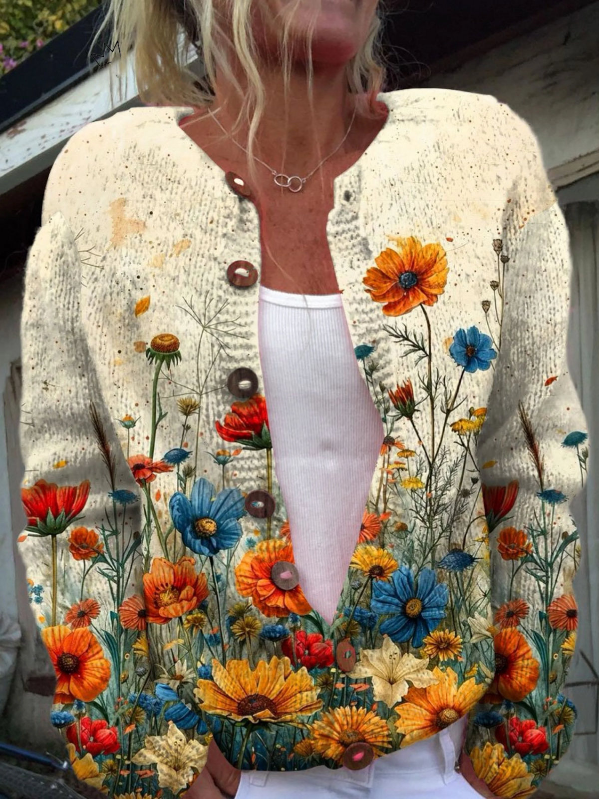 Μαρίνα | Vintage Floral Print Cardigan Sweater