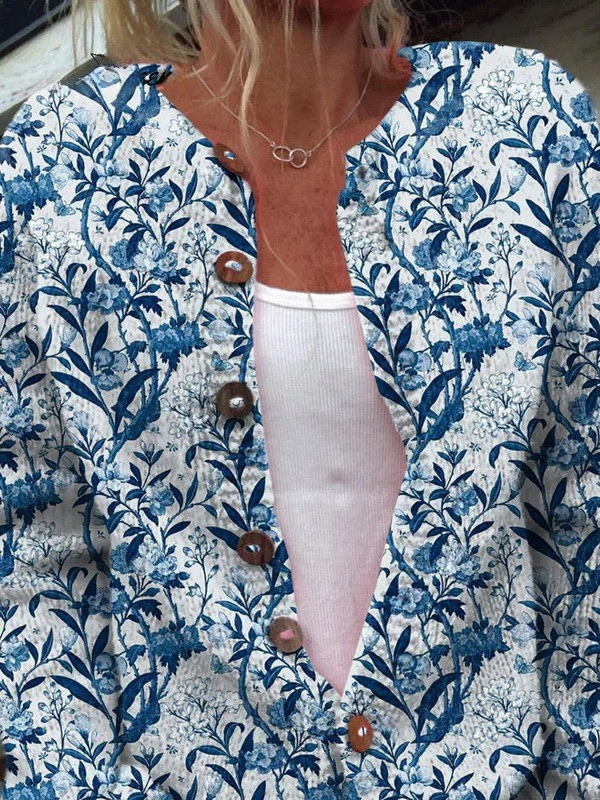 Κυριακή | Vintage Floral Button-Front Cardigan
