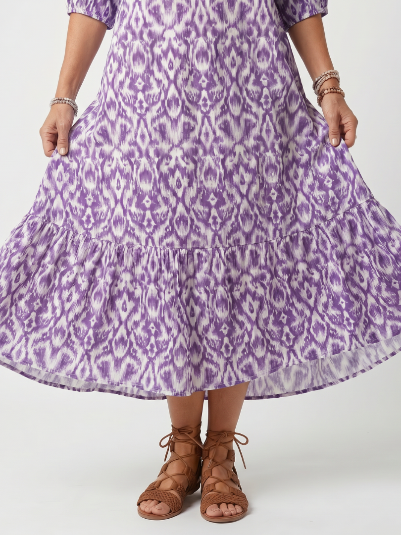 Αθηνά | Printed Tassel Tie Midi Dress