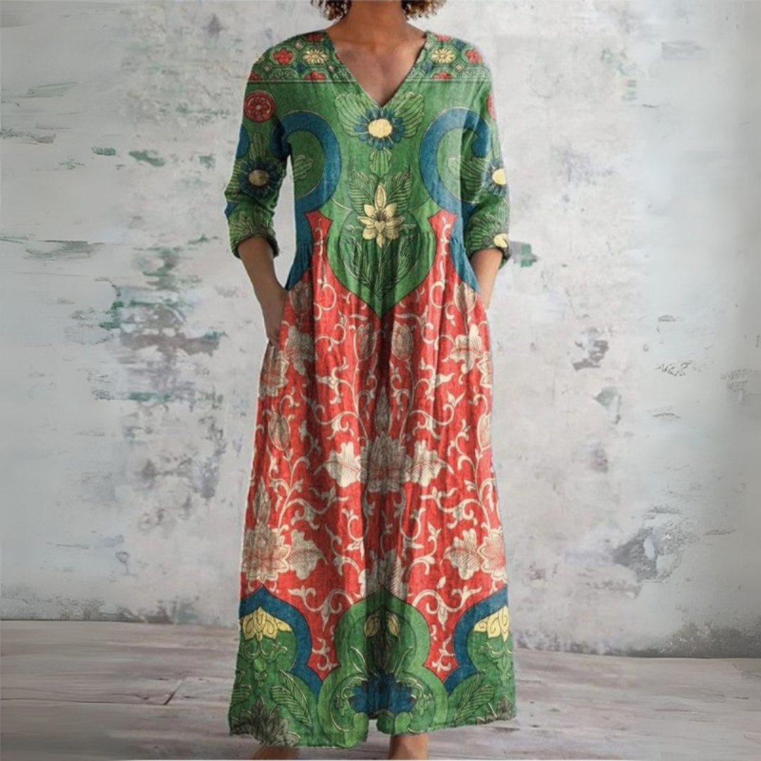 Ιωάννα | Vintage Floral Maxi Dress
