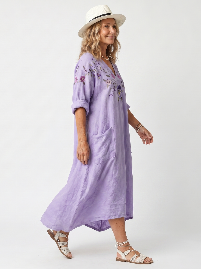 Αλεξάνδρα | Φλοράλ Oversized Midi Φόρεμα με Τσέπες