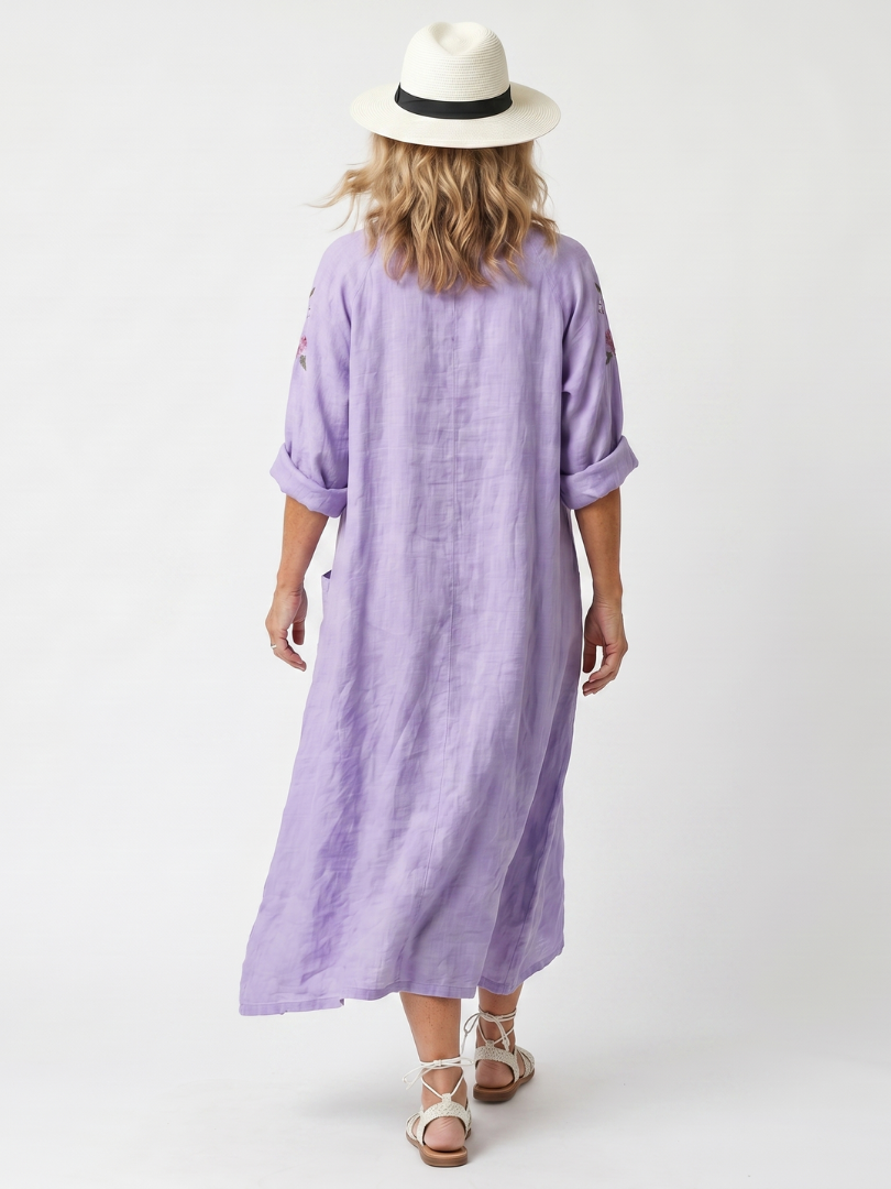 Αλεξάνδρα | Φλοράλ Oversized Midi Φόρεμα με Τσέπες