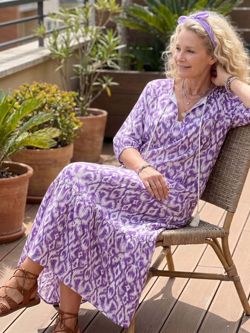 Αθηνά | Printed Tassel Tie Midi Dress