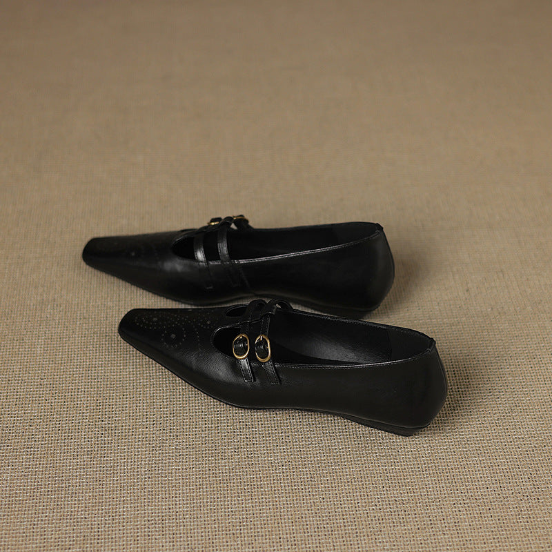 Κατερίνα | Παπούτσια Mary Jane με διπλές λουρίδες και περφορέ