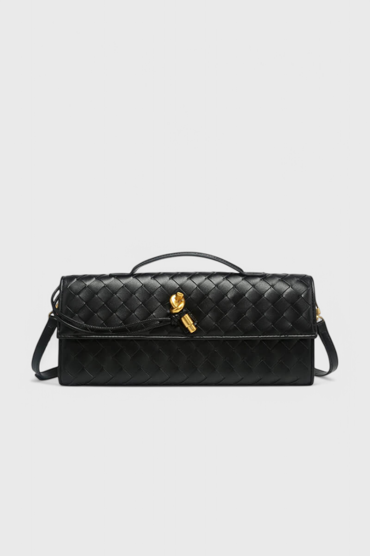 Τσάντα Clutch Melanie με Λεπτομέρεια Χρυσού Κόμπου