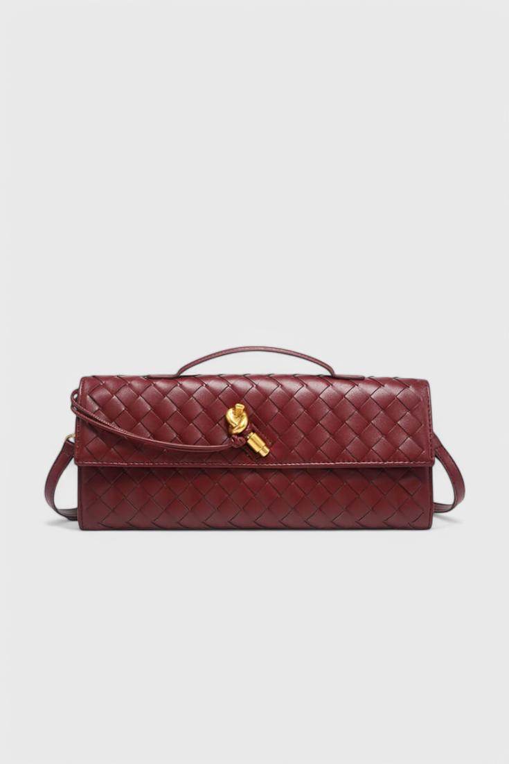 Τσάντα Clutch Melanie με Λεπτομέρεια Χρυσού Κόμπου