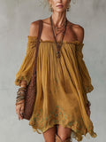 Όλγα | Μίνι Κίτρινο Φόρεμα με Λουλούδια Off Shoulder