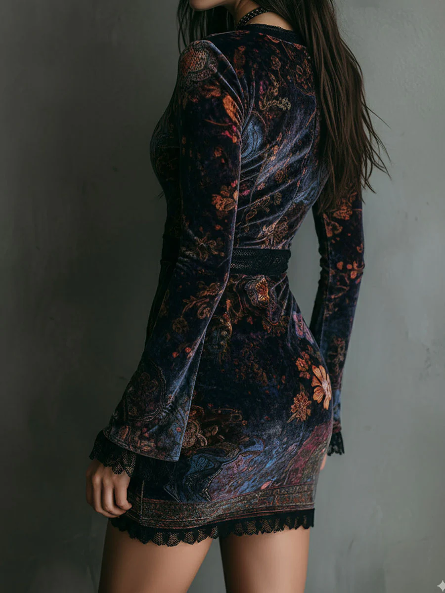 Αγγελική | Μίνι Φόρεμα Slim-fit με Λουλουδάτη Εκτύπωση