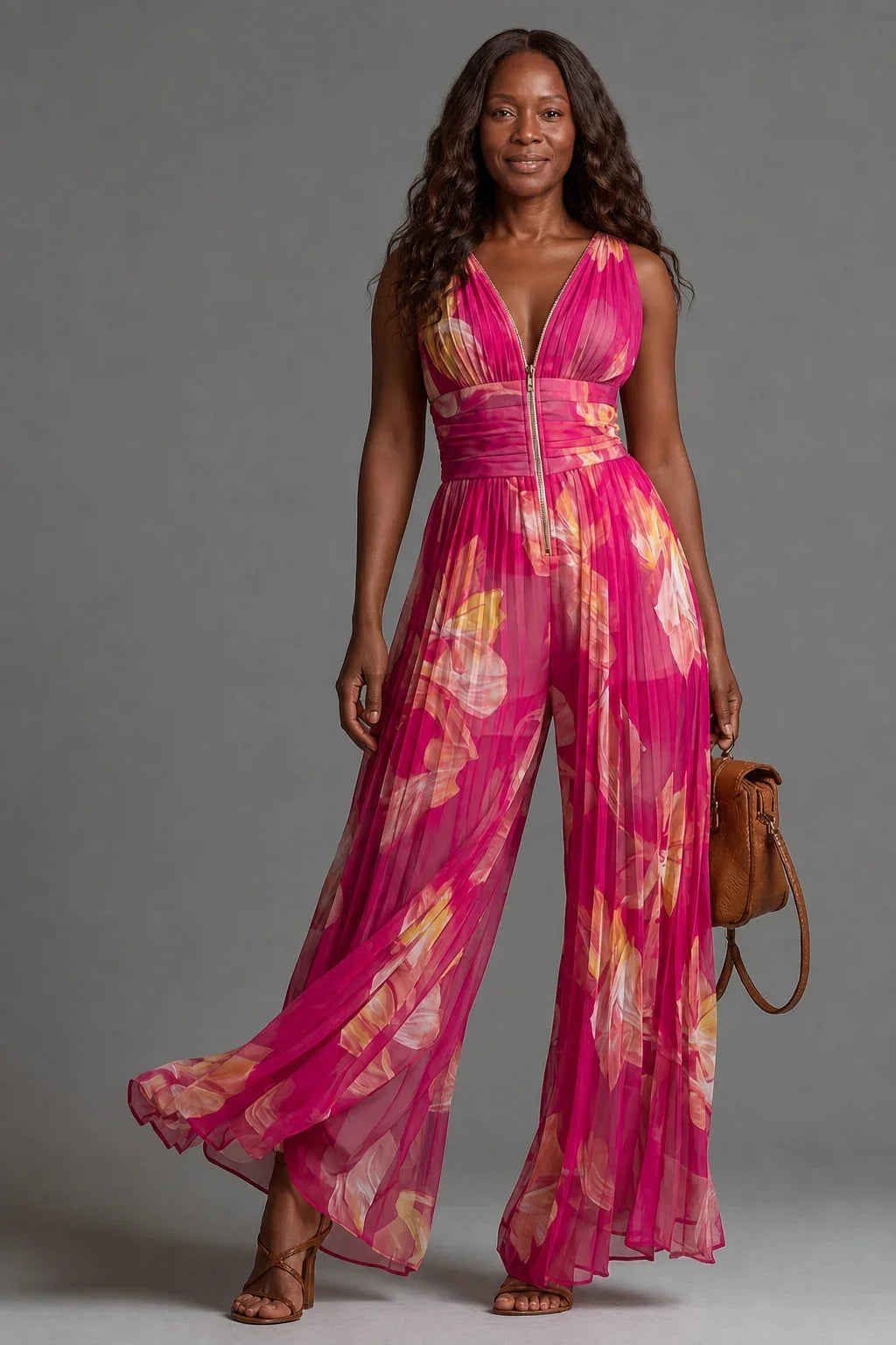 Κατερίνα | Floral Pleated Jumpsuit