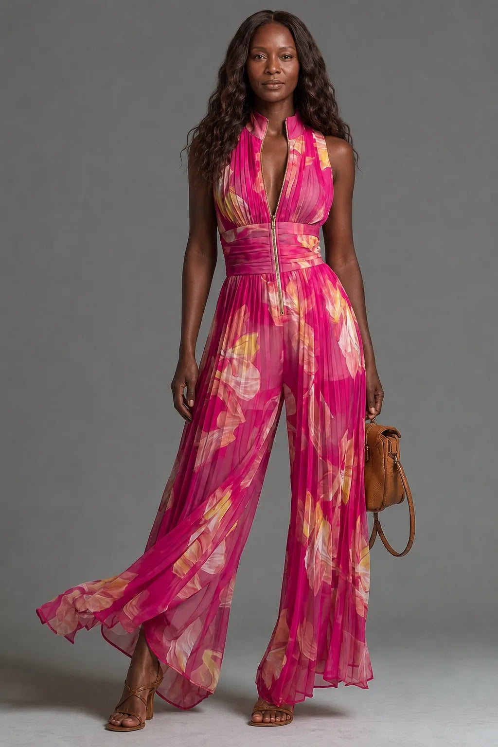 Κατερίνα | Floral Pleated Jumpsuit