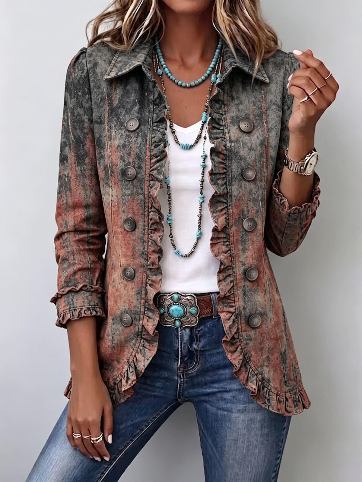 Αντωνία | Vintage jacket με υφή gradient εκτύπωση