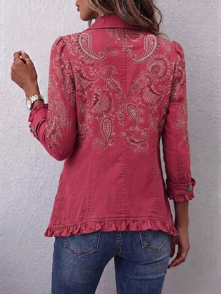 Σταυρούλα | Vintage Ροζ Paisley Μπουφάν με Ρούχες