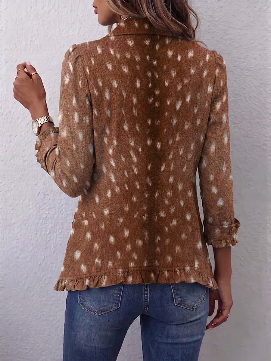 Όλγα | Μποέμ μπουφάν με animal print σε καφέ με φάσες